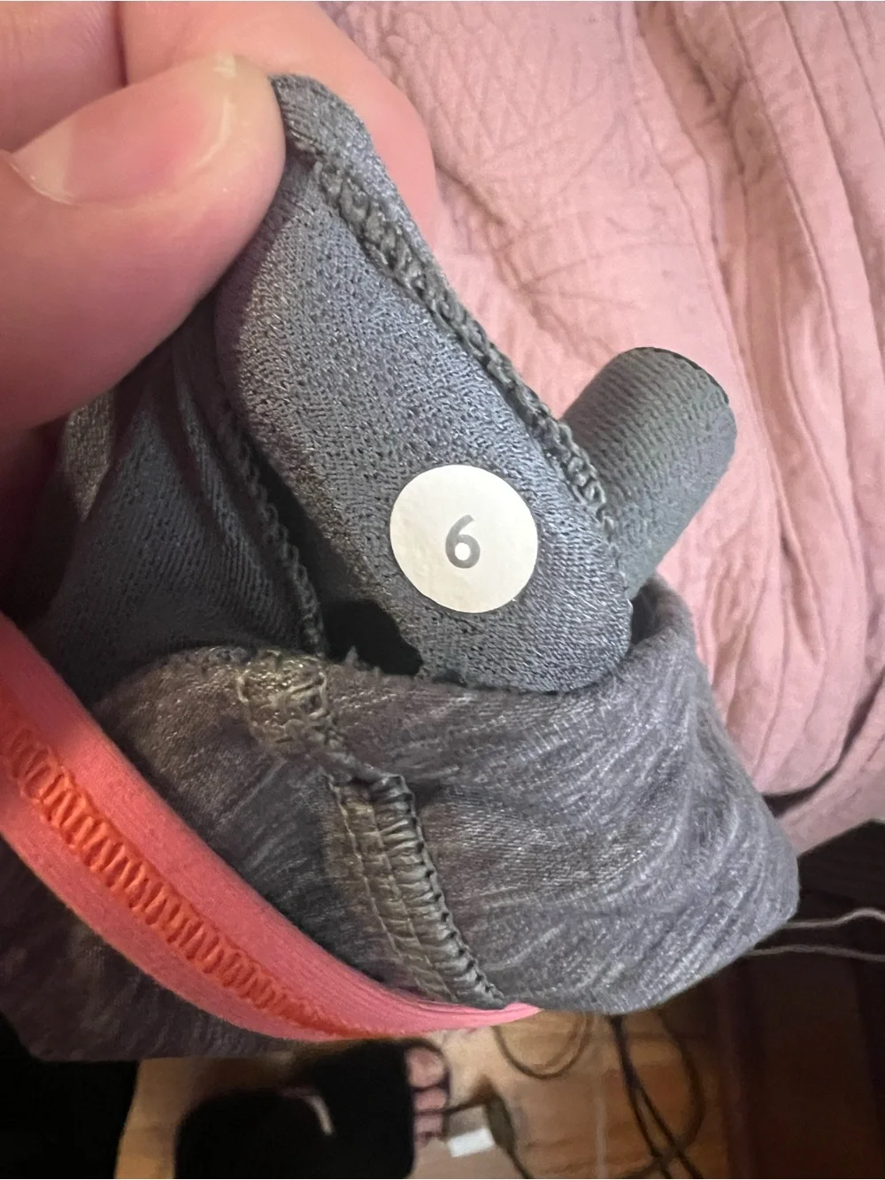 #219 Lululemon Power Y Tank Sz 6 Built In Bra Heathered Gray Pink Shelf Bra EUC